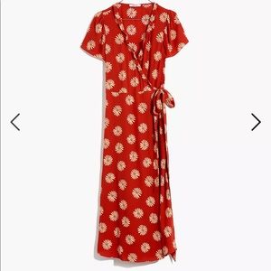 Madwell Petite S Ruffle-Edge Wrap Midi Dress in Daisy Daydream NEW WITH TAGS!